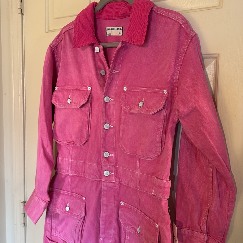 Free People Hot Pink Utility Jumpsuit - Picture 6 of 16